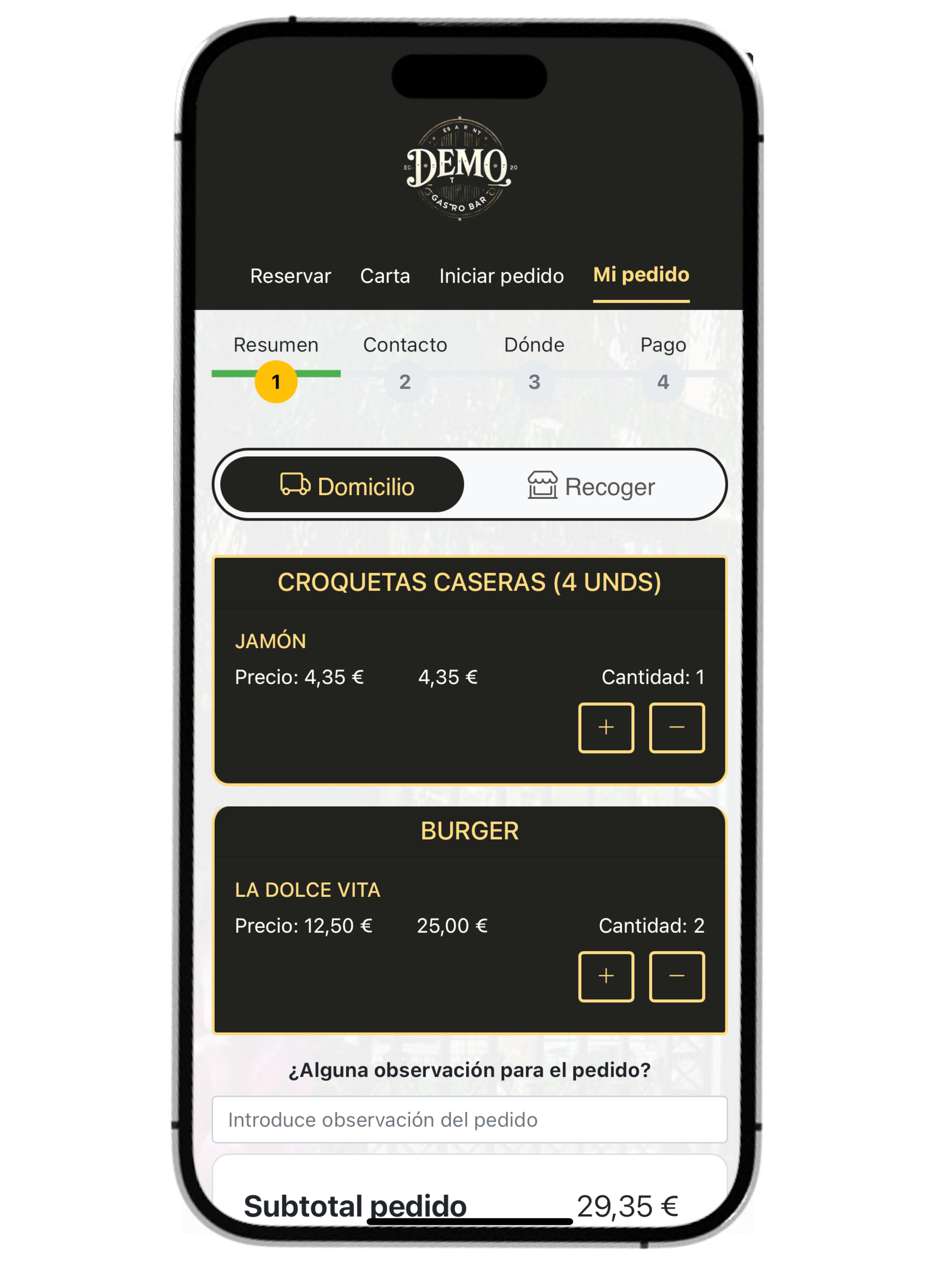 Pedidos online a domicilio